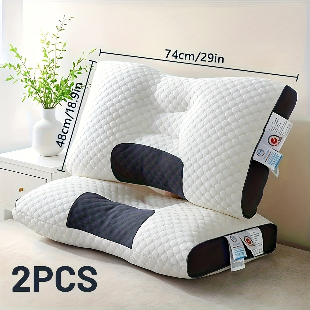 White Soft Massage Neck Pillow, Adjustable Ergonomic Orthopedic Support, Detachable, High Quality Pillow Core, Comfortable Sleep, Suitable for Gifts
