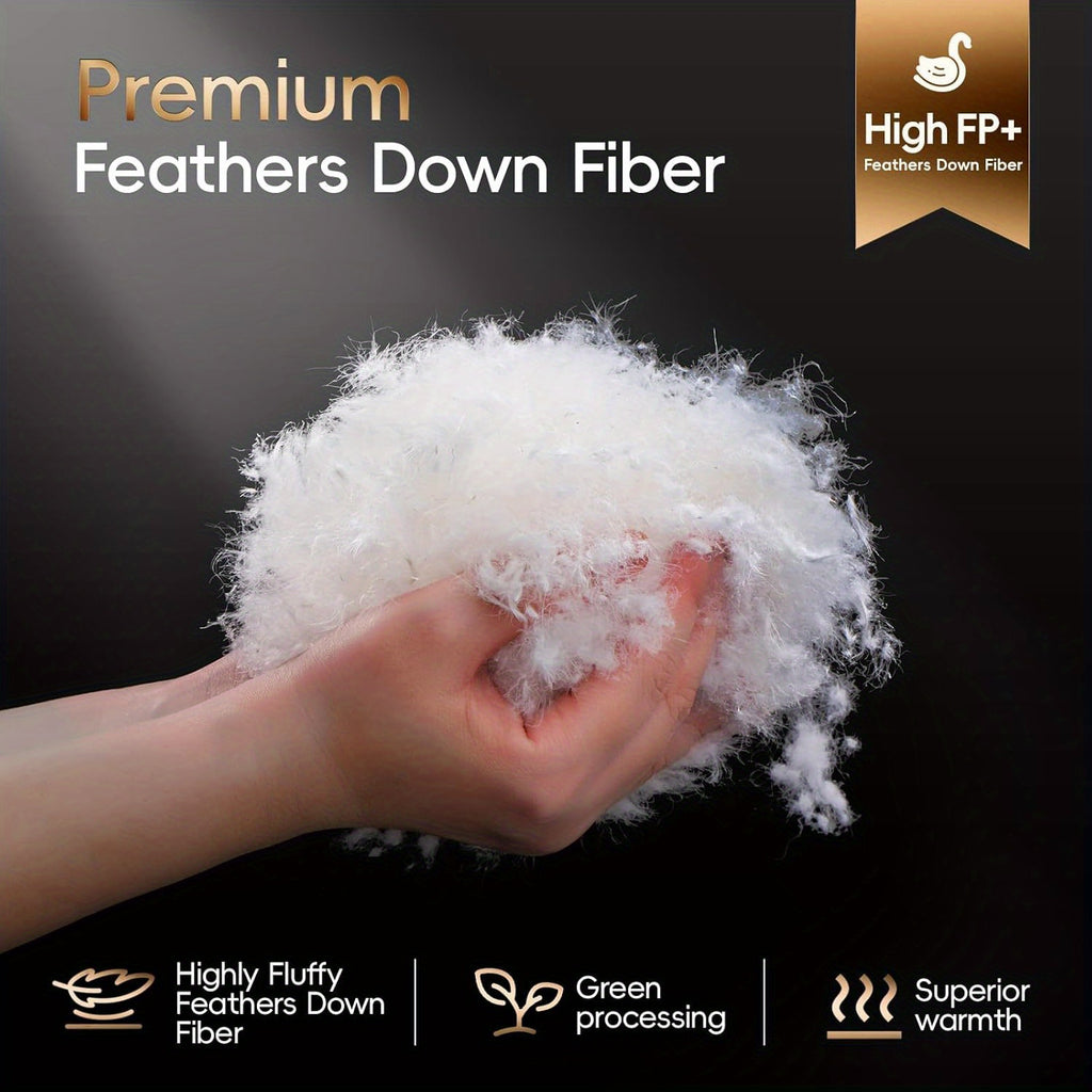 Luxury 1600 TC\u002F DM Blend Down Feather Fibers Comforter Oversized King, High Fluffy Medium Warmth All Season Duvet Insert, 8 Corner Tabs + High Fluffy 3D Baffle Box