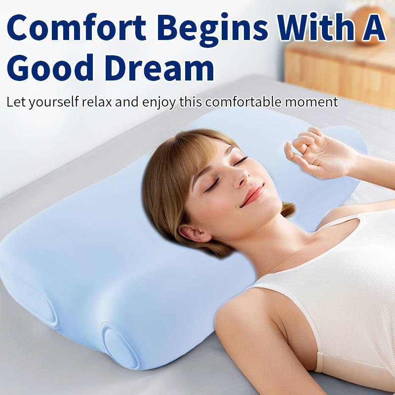 1Pc P3E Ergonomic Neck Pillow for Side & Back Sleepers - Adjustable 3-Layer Cervical Support, Medium Firm, Blue, Machine Washable Polyester Cover
