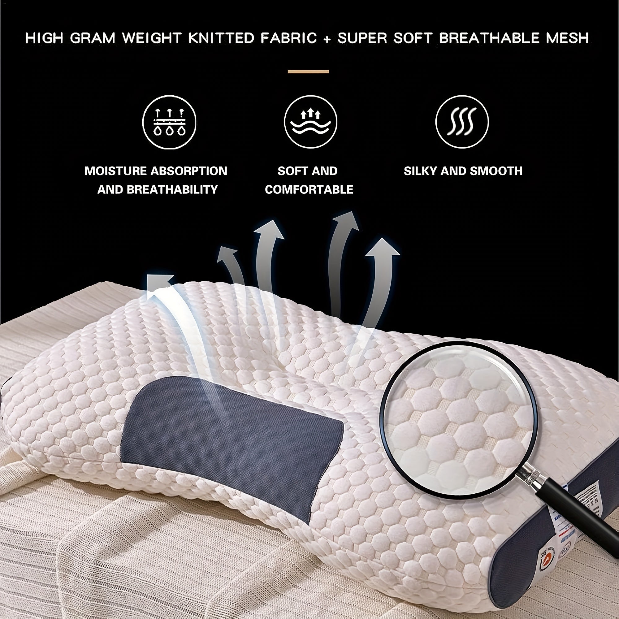 Ergonomic Neck Massage Pillow for Deep Sleep & Cervical Relief - High-Density Latex Filling, Removable Zippered Cover, Lightweight Comfort - Modern Home & Easter Gift (White)