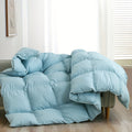 1pc Luxurious Light Blue Goose Down Comforter - Fluffy Duvet Insert with 8 Corner Tabs, Durable 100% Egyptian Egyptian Cotton & 3D Baffle Box Construction for All-Season Comfort, Perfect for Modern Bedroom Decor