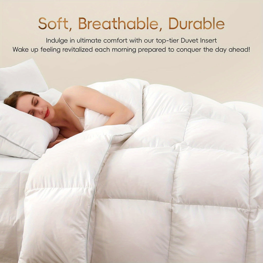 Luxury 1600 TC\u002F DM Blend Down Feather Fibers Comforter Oversized King, High Fluffy Medium Warmth All Season Duvet Insert, 8 Corner Tabs + High Fluffy 3D Baffle Box