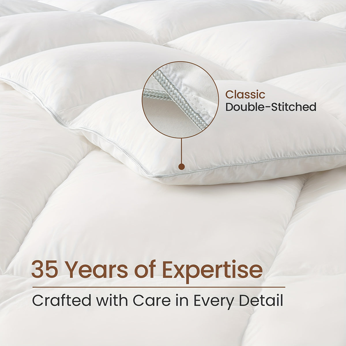 Luxury Goose Feather Down Comforter, 900+ Fill Power All-Season Premium Medium Warmth Down Duvet Insert with 1600TC\u002FDM Cotton, Washed Brushed Fabric for Ultra-Soft, Noiseless, And No Sweaty Sleep, Queen, King, California King Size White