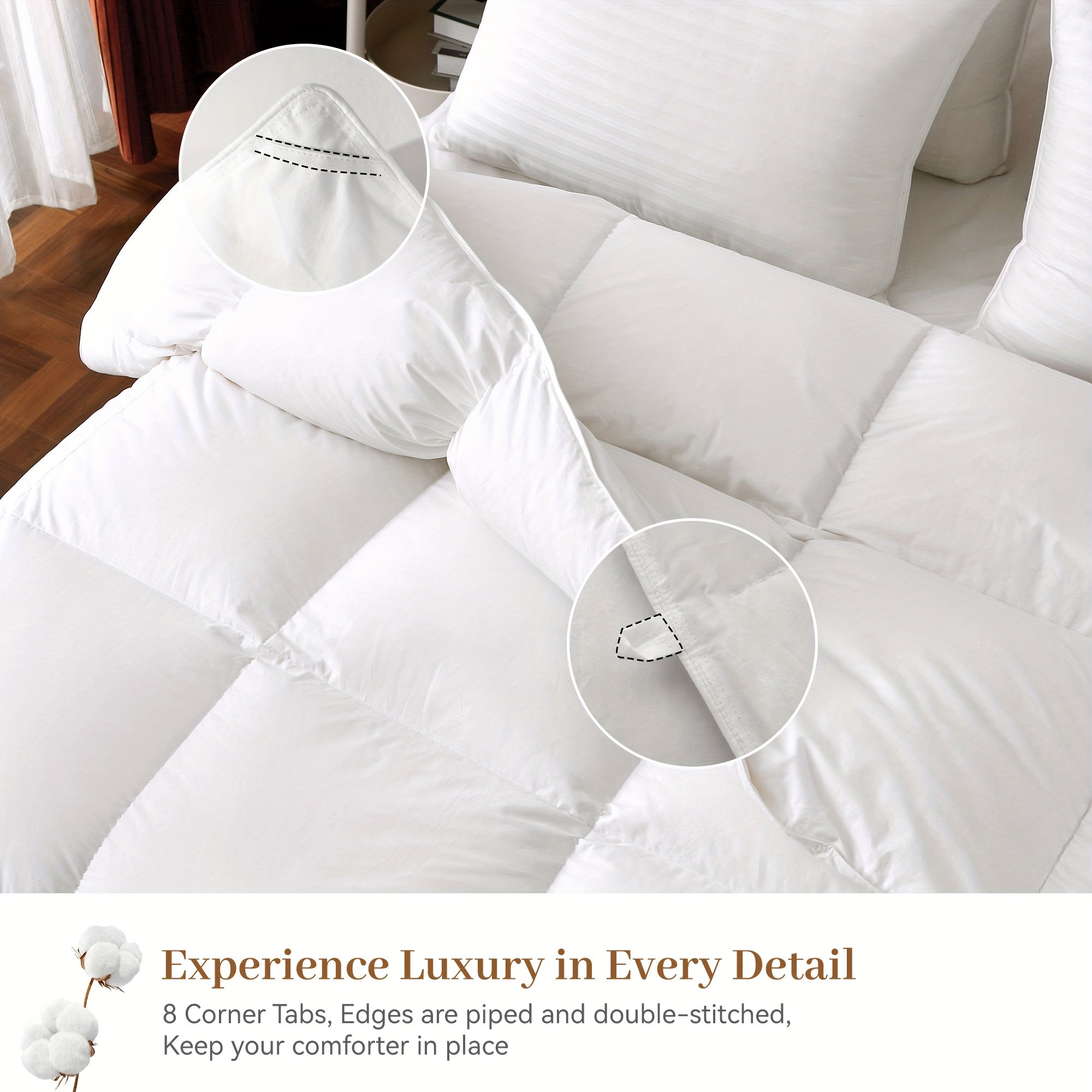 1pc Luxury Goose Down Duvet - Ultra-Soft 100% Down Filling, High Fill Weight, Fluffy All-Season Quilt Core, Hotel Quality, Warm & Breathable, Machine Washable for Bedroom or Guest Room, Allseason Bedding | Minimalist Bedding | Highquality Down