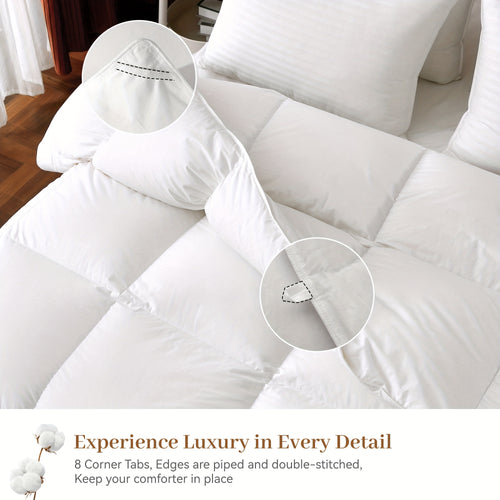 1pc Luxury Goose Down Duvet - Ultra-Soft 100% Down Filling, High Fill Weight, Fluffy All-Season Quilt Core, Hotel Quality, Warm & Breathable, Machine Washable for Bedroom or Guest Room, Allseason Bedding | Minimalist Bedding | Highquality Down