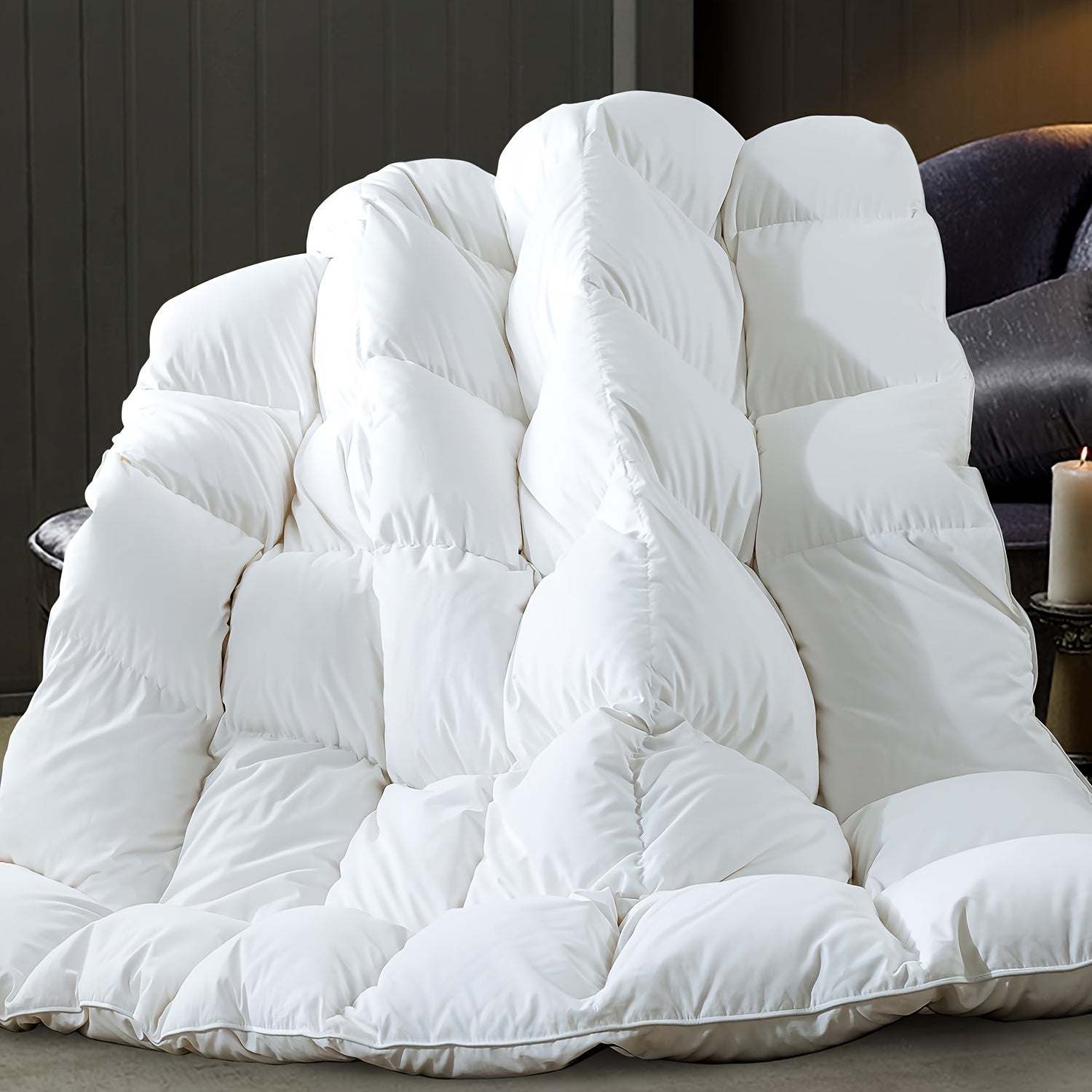 Luxury White Italian White Goose Down Duvet - All Season Goose Down Duvet - Super Soft 650 Filling Power - Hotel Series Of Down Comforter Inserted Into The Plush Medium Temperature Quilt