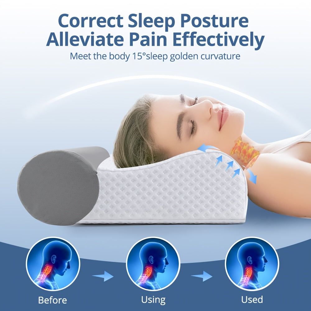 Royal Relax Queen Contour Pillow for Neck & Shoulder - Ergonomic Cervical Support Pillow with, Soft Bamboo Fiber Cover, Anti-Sagging Design & Machine Washable - Ideal for Side Sleepers, Back Neck Pillow, SASTTIE
