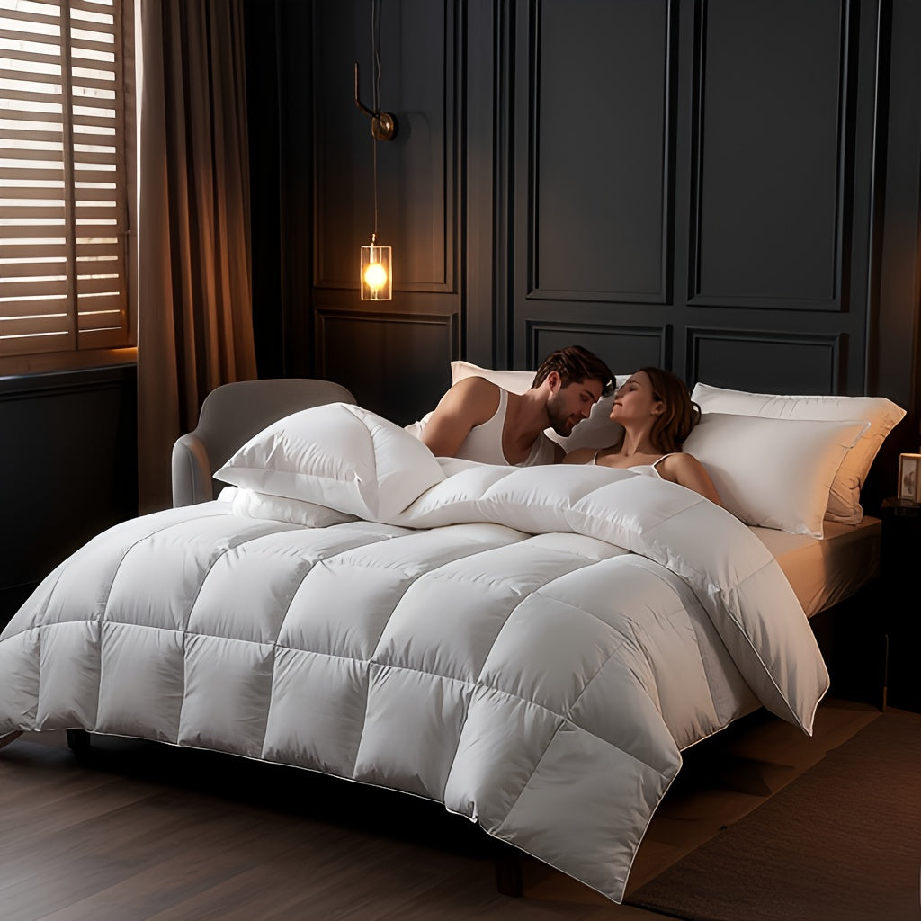 Wellos Luxury 900+ Fill Power White Goose Down Comforter - 1600TC\u002FDM Cotton All-Season Medium Warmth Duvet with 3D Baffle Box & 8 Corner Tabs, Ultra-Fluffy Bedding for Couples, Cozy Bedroom Decor | Sophisticated Bedroom | Premium Craftsmanship