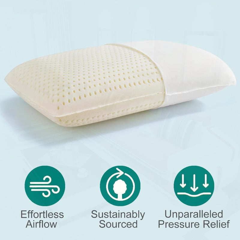 100 Natural Talalay Latex Pillow Sleeping Bed Pillows Extra Soft Luxury Standard Pillow Perfectly Aligns for Side Back Pain Stomach Neck Pressure Removable Cover