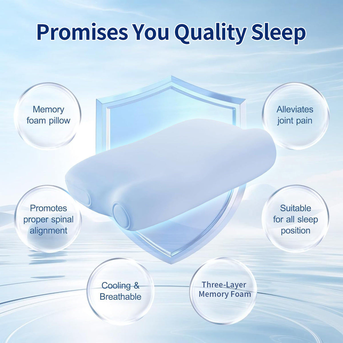 P3E Cervical Neck Pillow for Sleeping - Cooling Pillow, 3-Layer Ergonomic Neck Pillow with Adjustable Pillow Raiser for Side & Back Sleepers, Ergonomic Memory Foam Pillow, Medium Firm