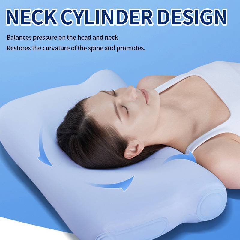 1Pc P3E Ergonomic Neck Pillow for Side & Back Sleepers - Adjustable 3-Layer Cervical Support, Medium Firm, Blue, Machine Washable Polyester Cover