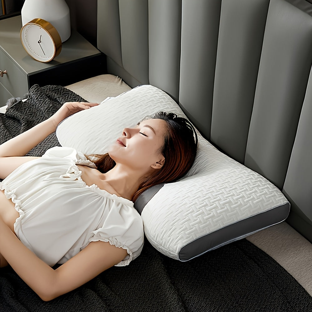 White Soft Massage Neck Pillow, Adjustable Ergonomic Orthopedic Support, Detachable, High Quality Pillow Core, Comfortable Sleep, Suitable for Gifts